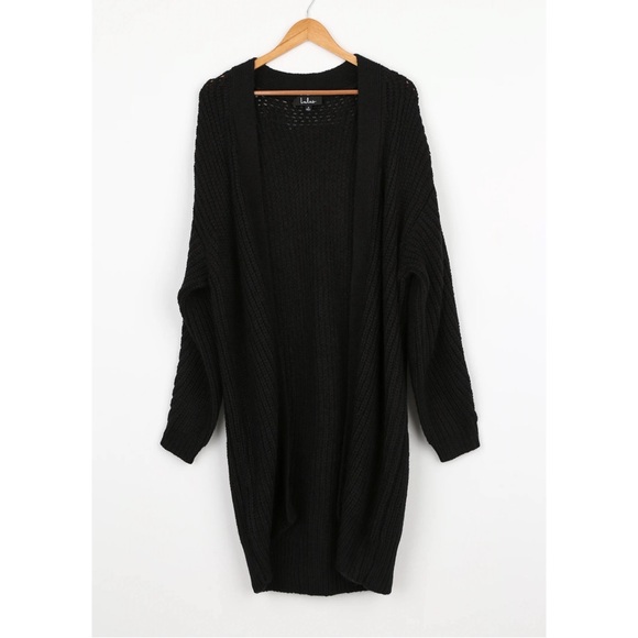 NEW Lulus Knit Oversized Cardigan Sweater in Black Size XS - Picture 2 of 9